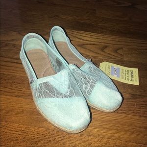 Light blue lace TOMS